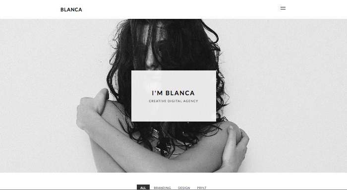 フリーランサーの作品紹介に ミニマルでクリーンなポートフォリオテンプレート Blanca Studiodoghands