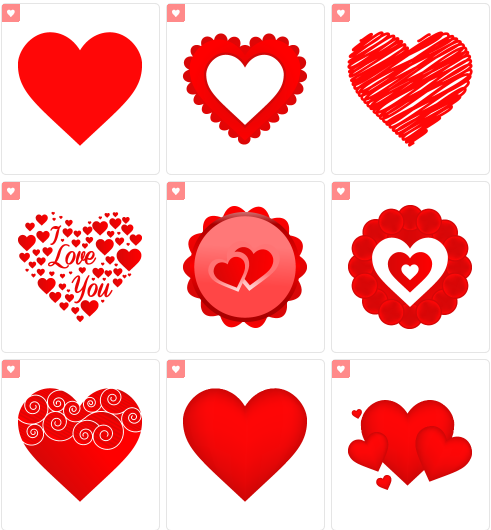 Free Vector Valentine Heart Iconset  9 icons    DesignBolts