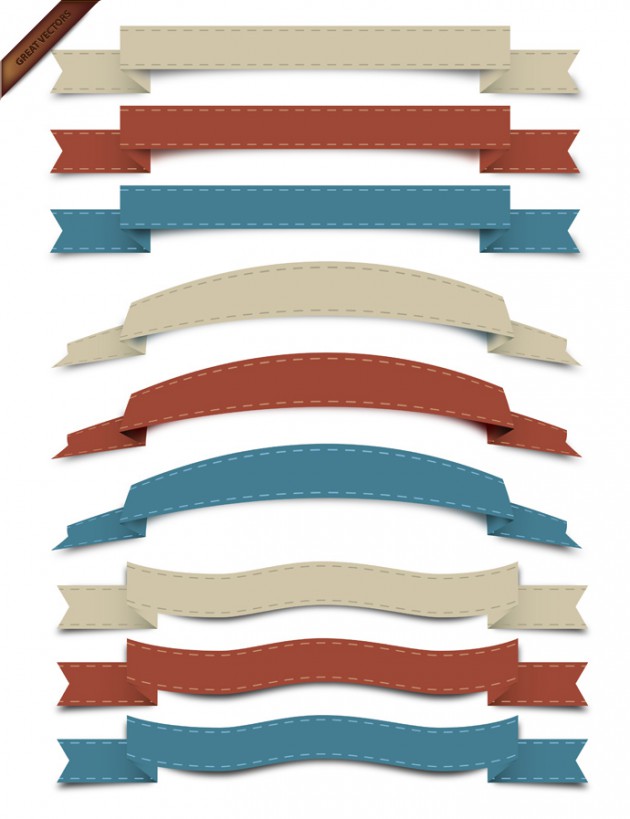 Vector-Retro-Ribbon-Set