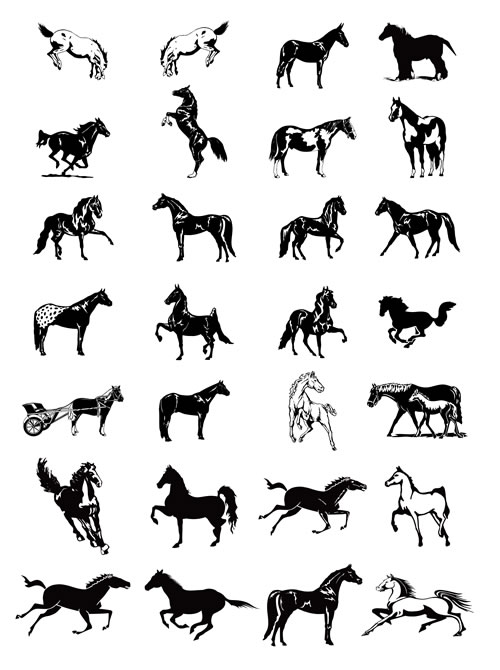 free-vector-black-and-white-horse